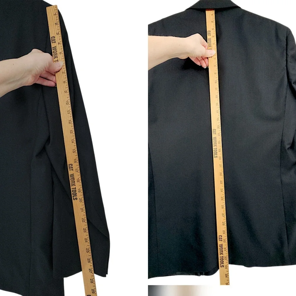 Claiborne Suit 44L 40x32 Men Black 2 pc Wool 3 Button Pleats Professional Formal